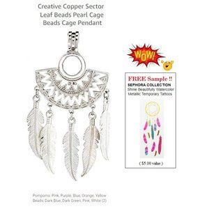 Copper Sector Leaf beads pearl cage necklace